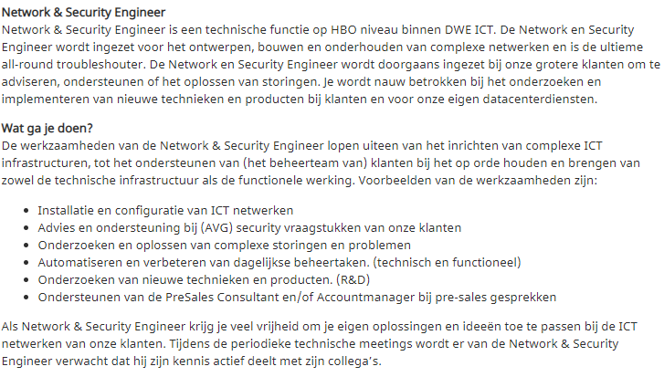 netwerk vacature