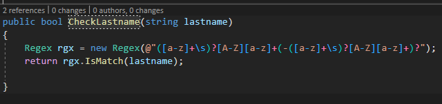 regex lastname check